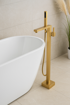 Regency brushed gold free standing bathtub mixer