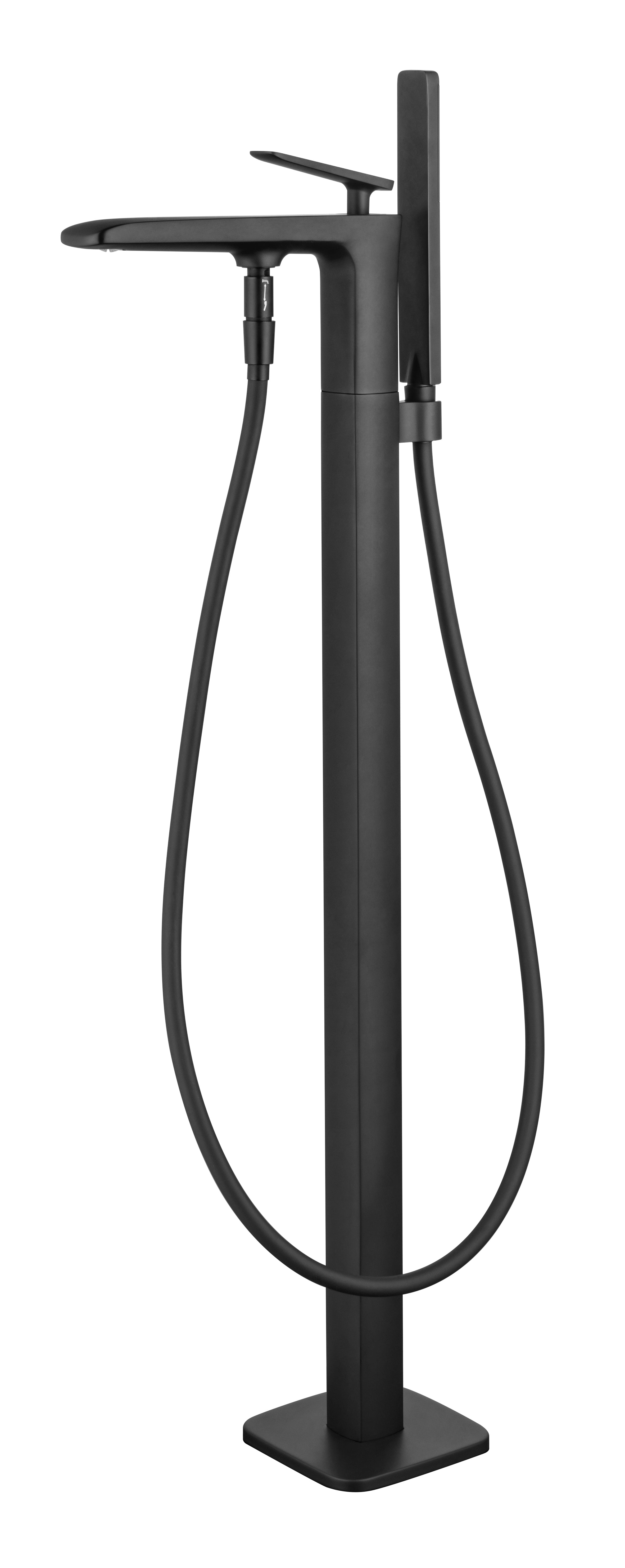 Onyx matte black brass free standing bathtub mixer