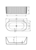 MODO Freestanding Bathtub Fluted white 1700MM X 800MM X 580MM
