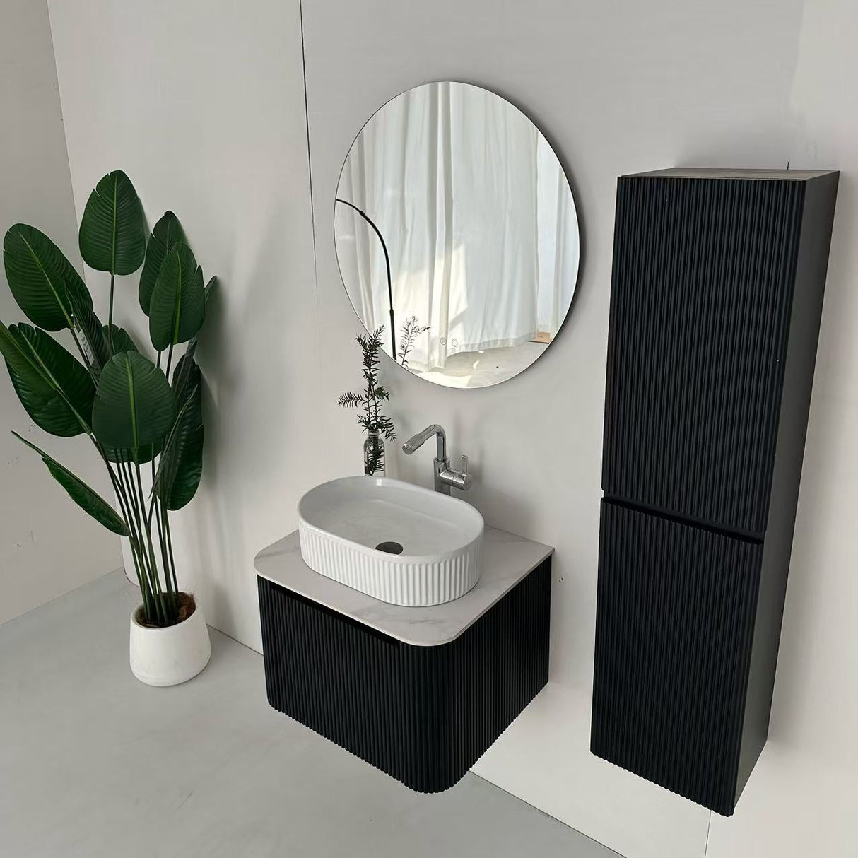 Aileen fluted wall hung vanity 600mm