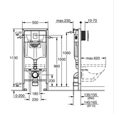 Grohe cistern frame SL 3 in 1 Set 1.13m for Wall Hung toilet