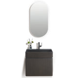 Milano metallic grey wall hung fluted vanity 600mm