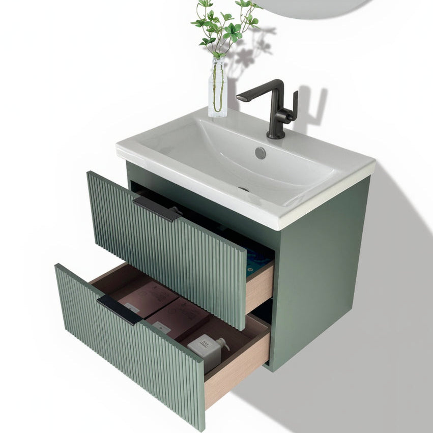 Audrey fluted wall hung vanity 600mm