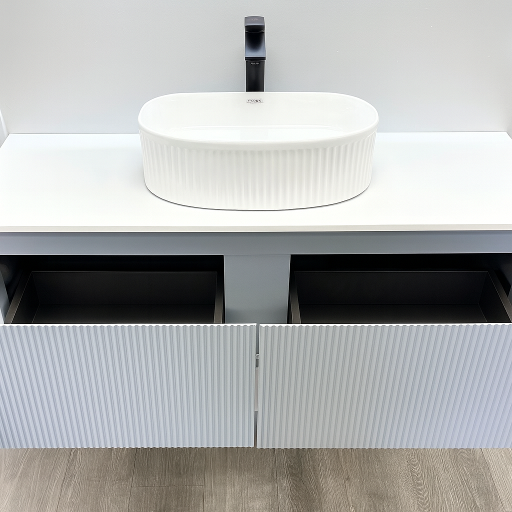 Esencia wall hung fluted cabinet vanity 1200mm X 500mm