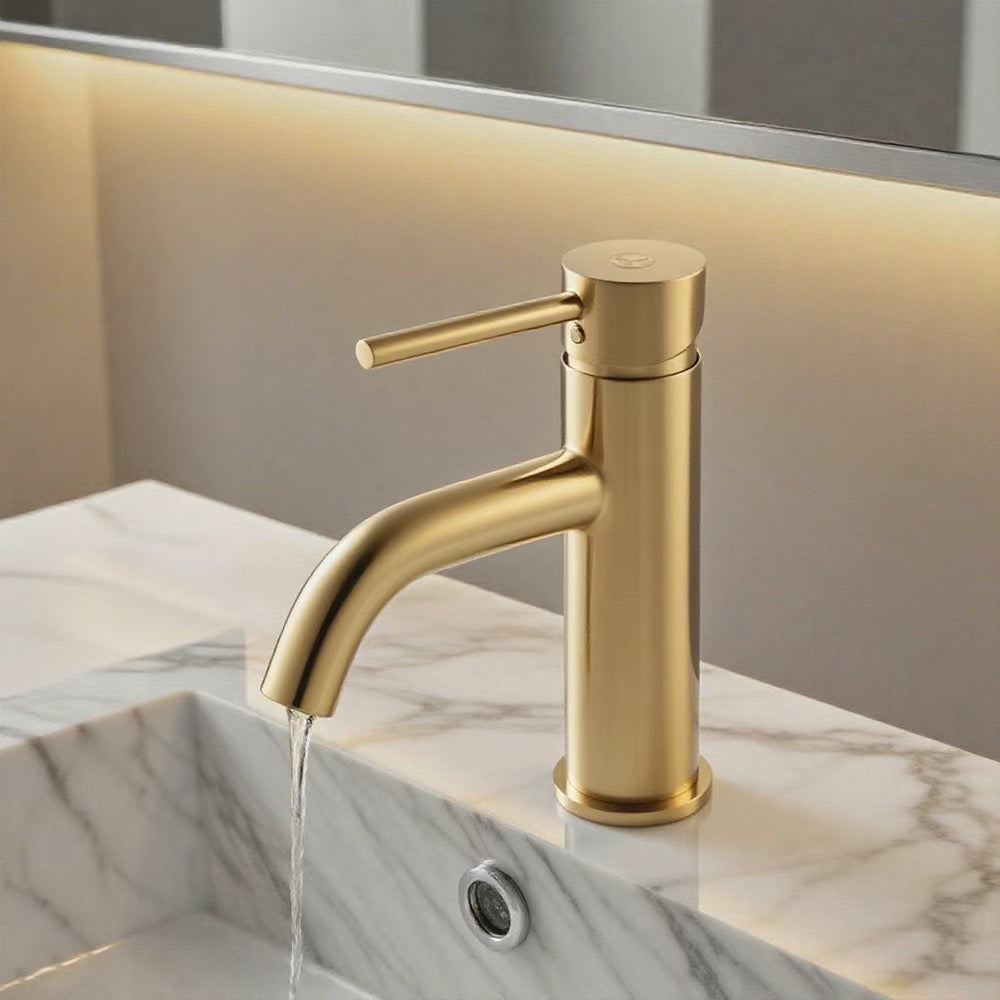 Velin basin mixer tap brushed brass gold