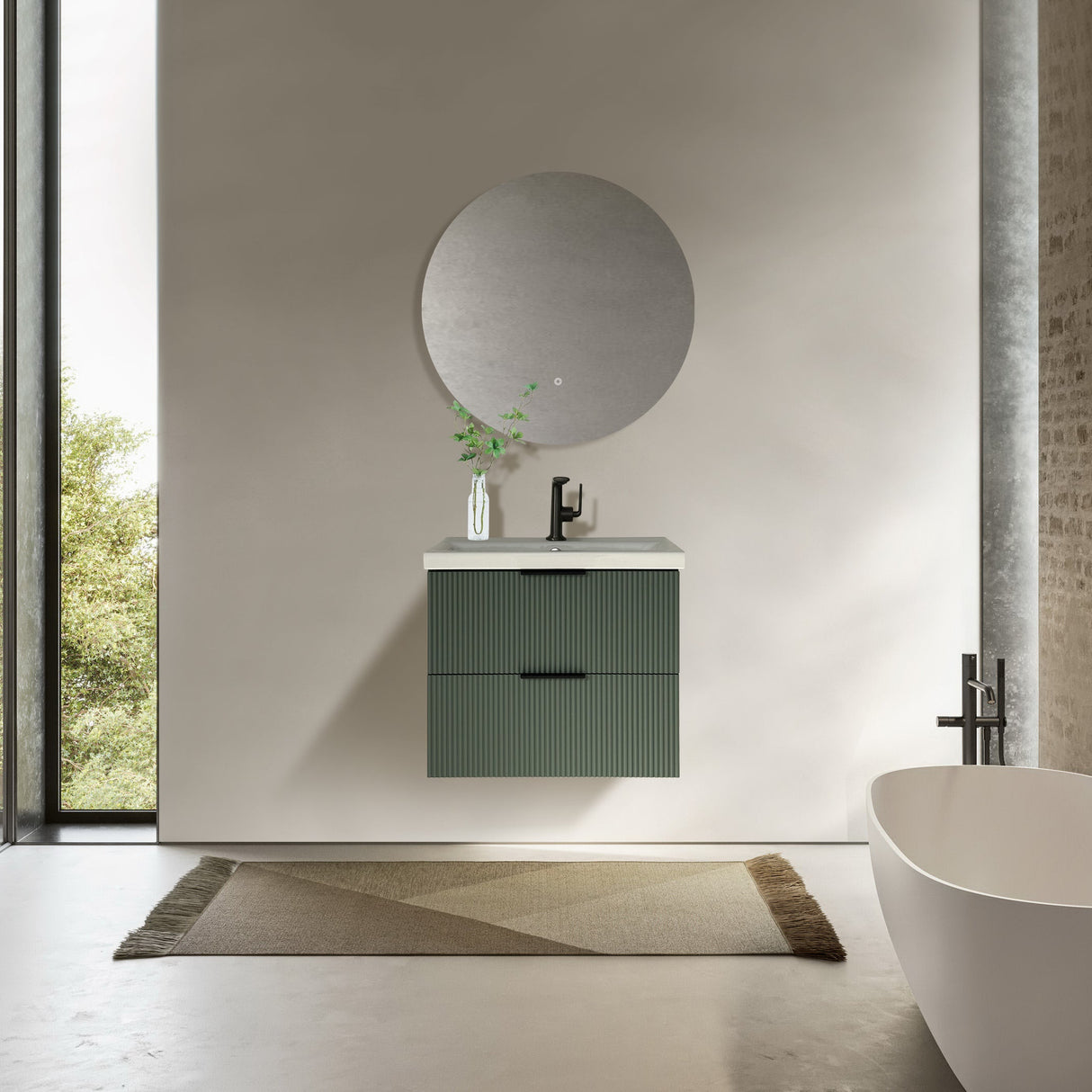 Audrey fluted wall hung vanity 600mm
