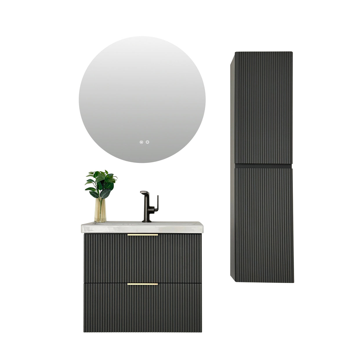 Audrey fluted wall hung vanity 600mm