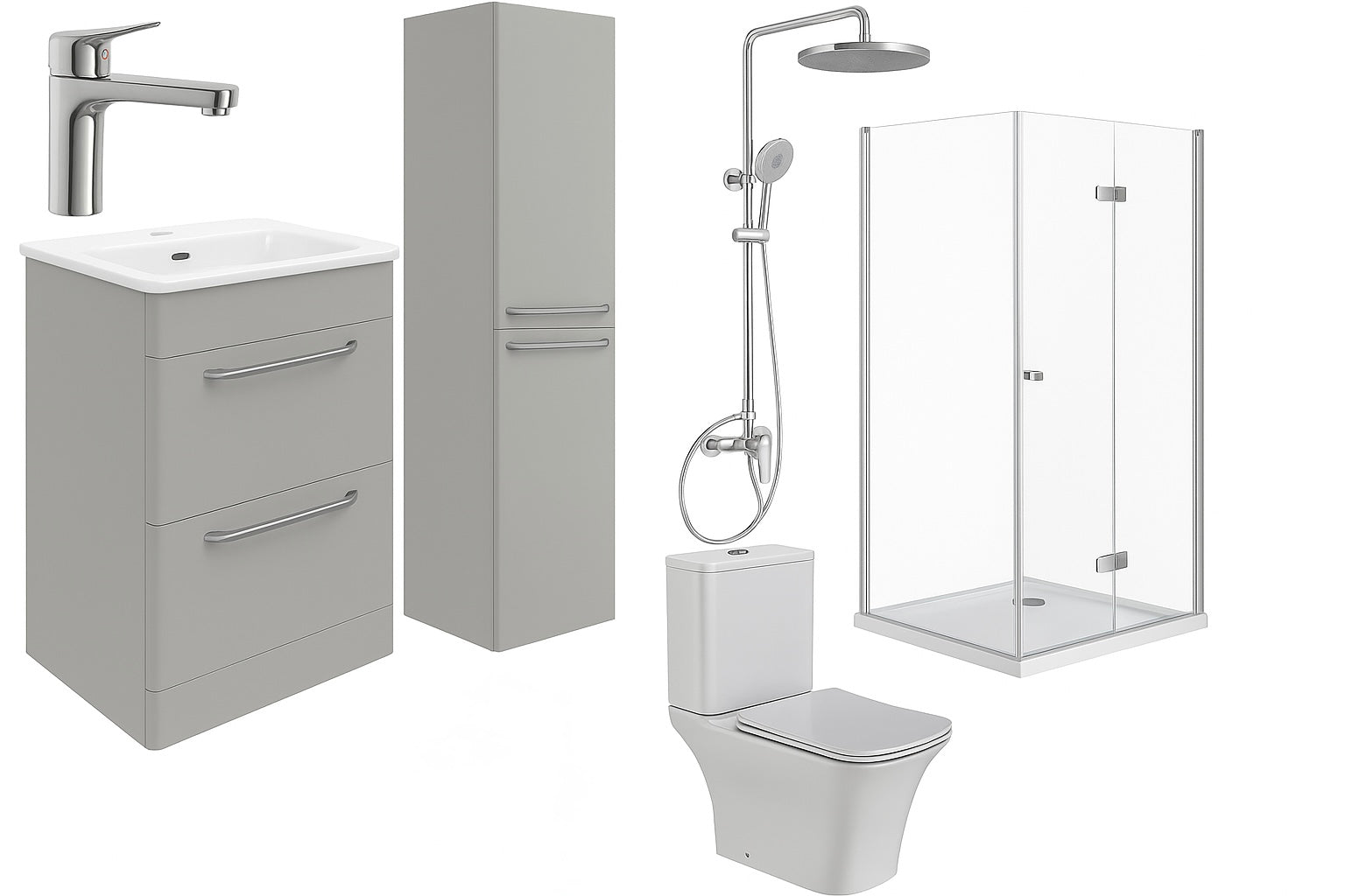 Grey it with love full bathroom Set - 7 Pieces