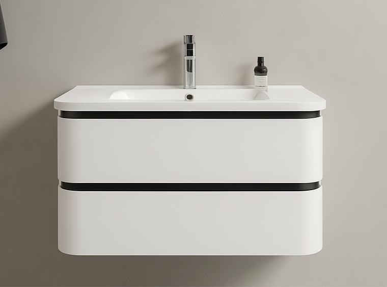 Wendy white and black wall hung vanity set 1000MM X 500MM
