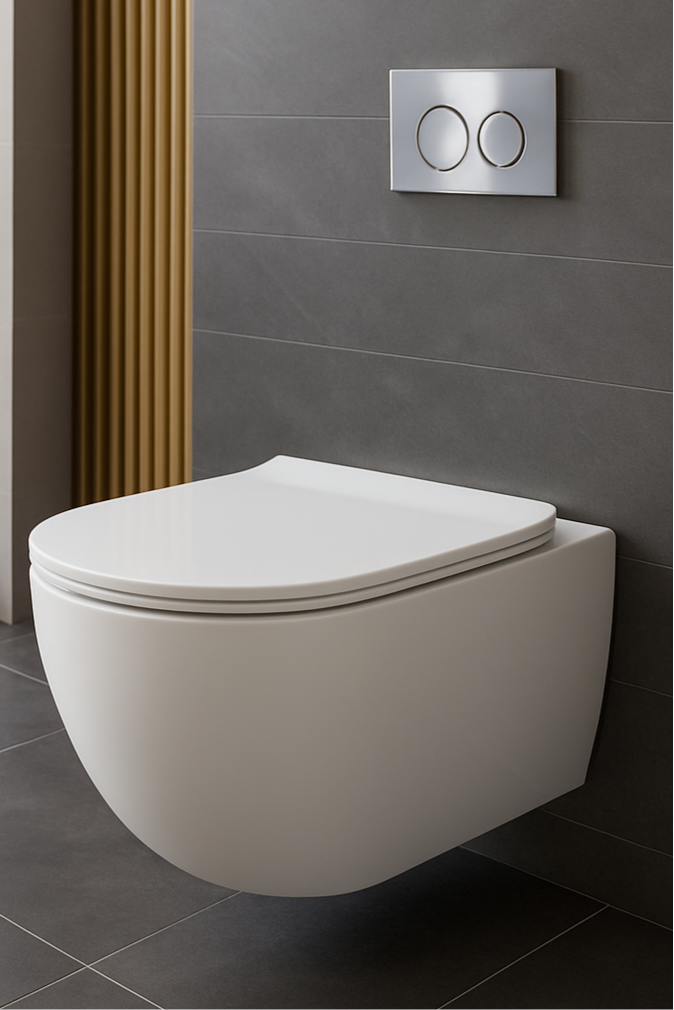 Cistern and White Wall Hung Toilet Set
