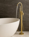Mirage brass brushed gold free standing bathtub mixer