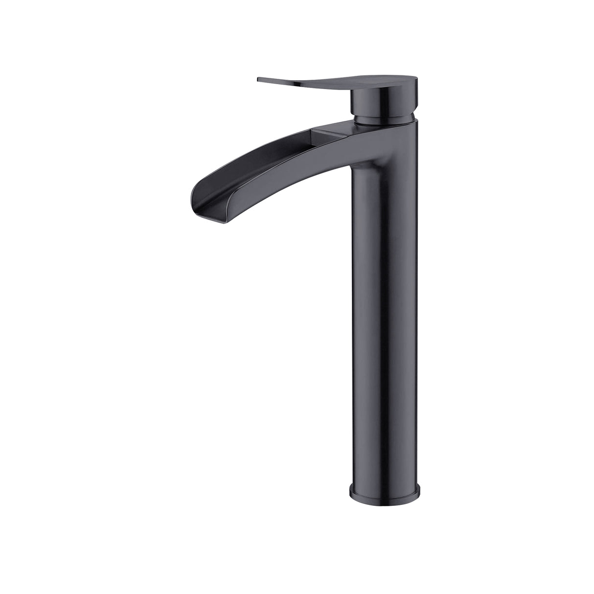 Forma high rise waterfall basin mixer tap matte black