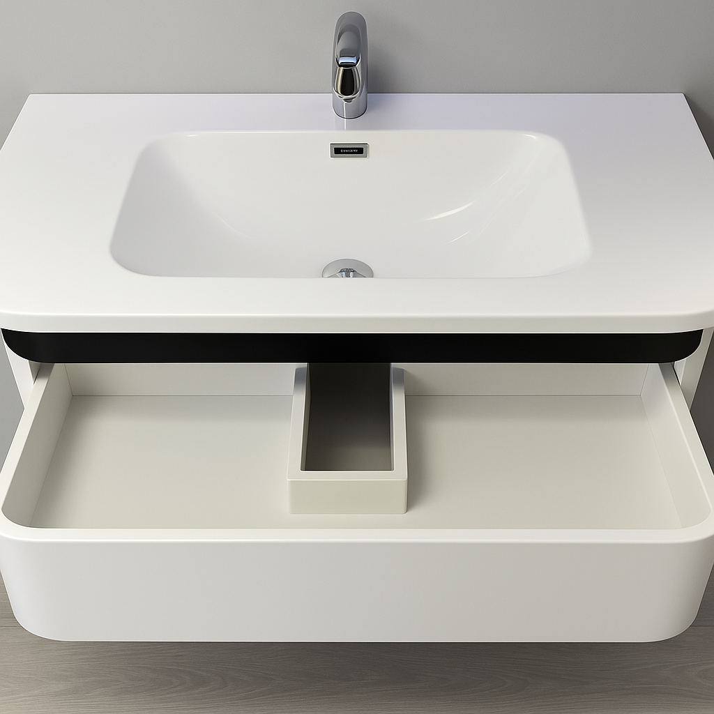 Wendy white and black wall hung vanity set 1000MM X 500MM