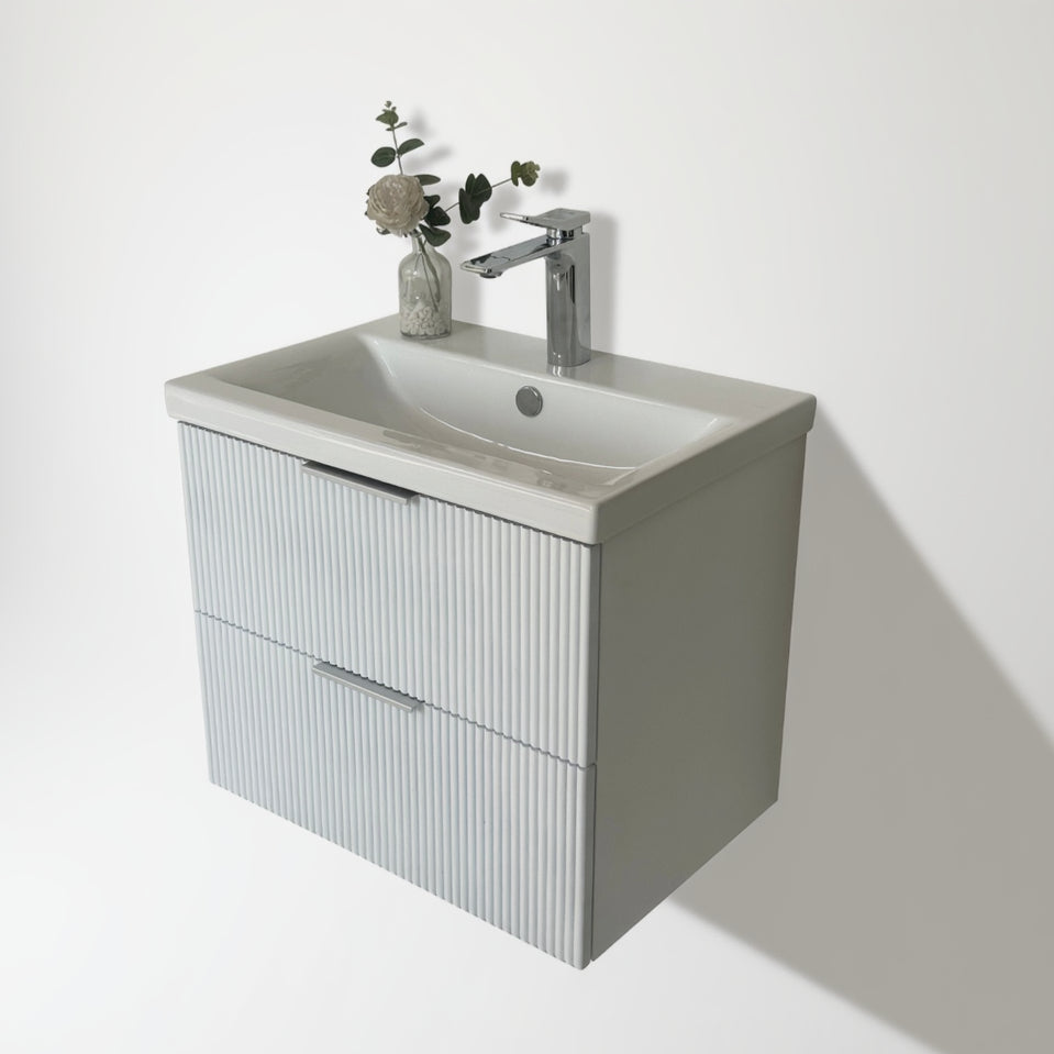 Audrey fluted wall hung vanity 600mm