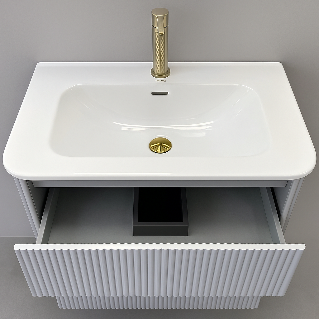 Vano wall hung fluted vanity cabinet 600mm X 500mm