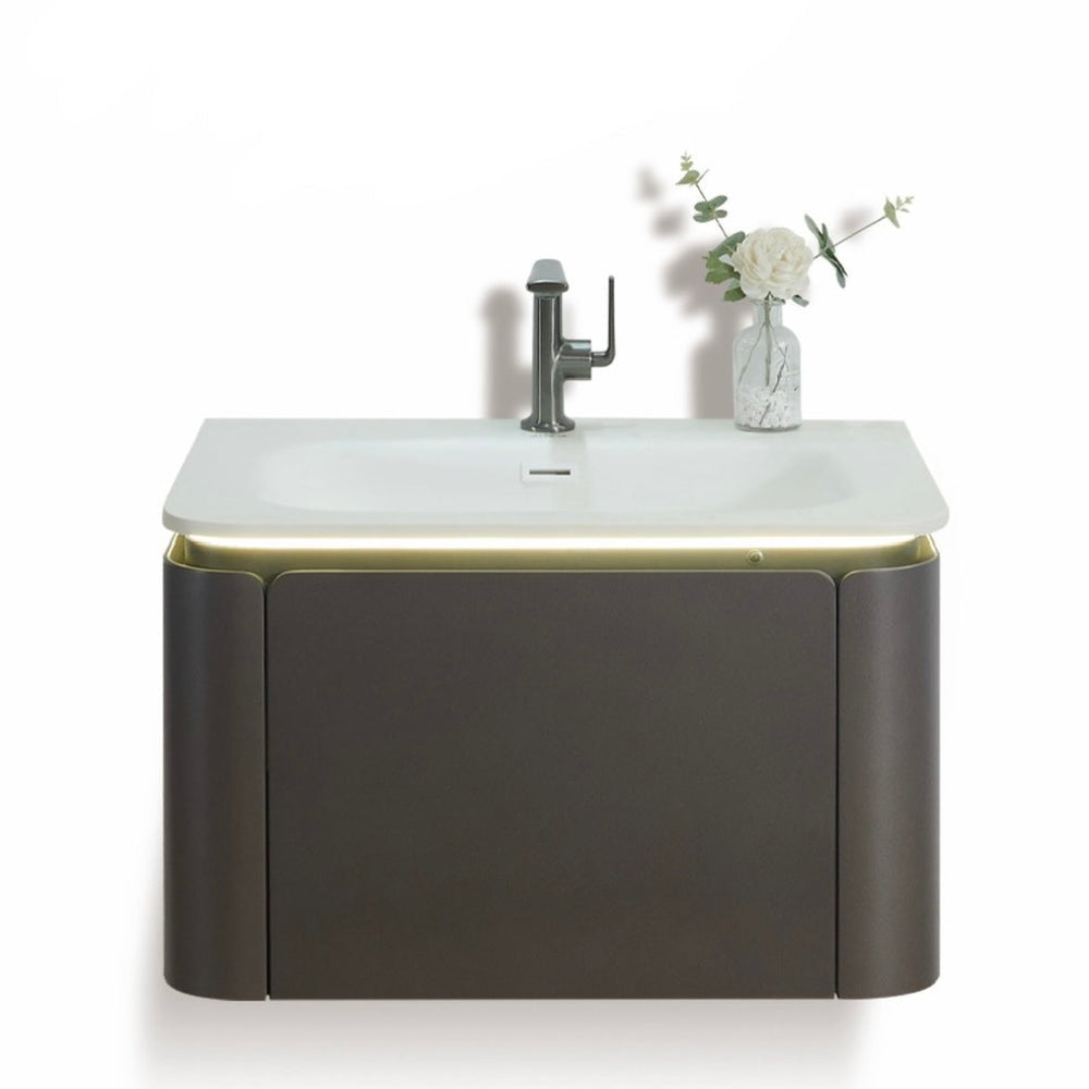 Annie Metallic grey LED wall hung vanity 700mm