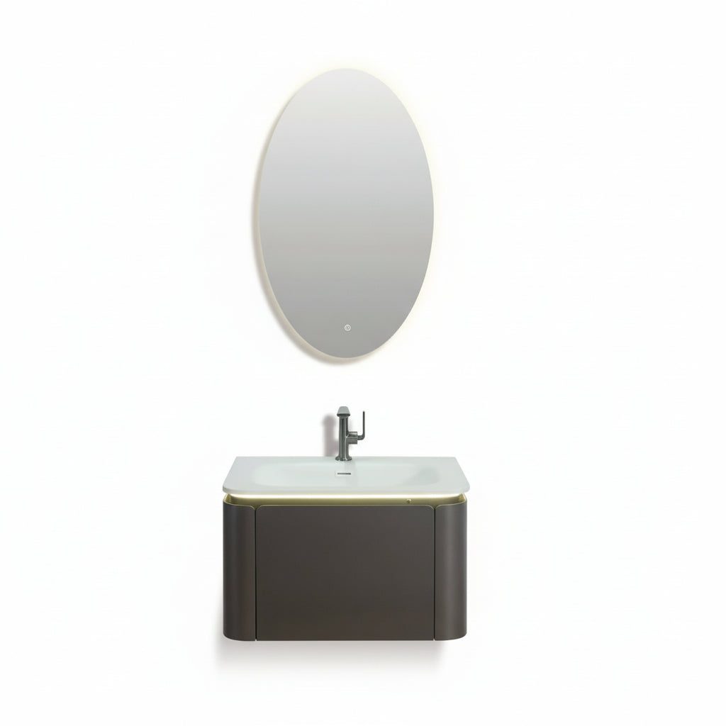 Annie Metallic grey LED wall hung vanity 700mm