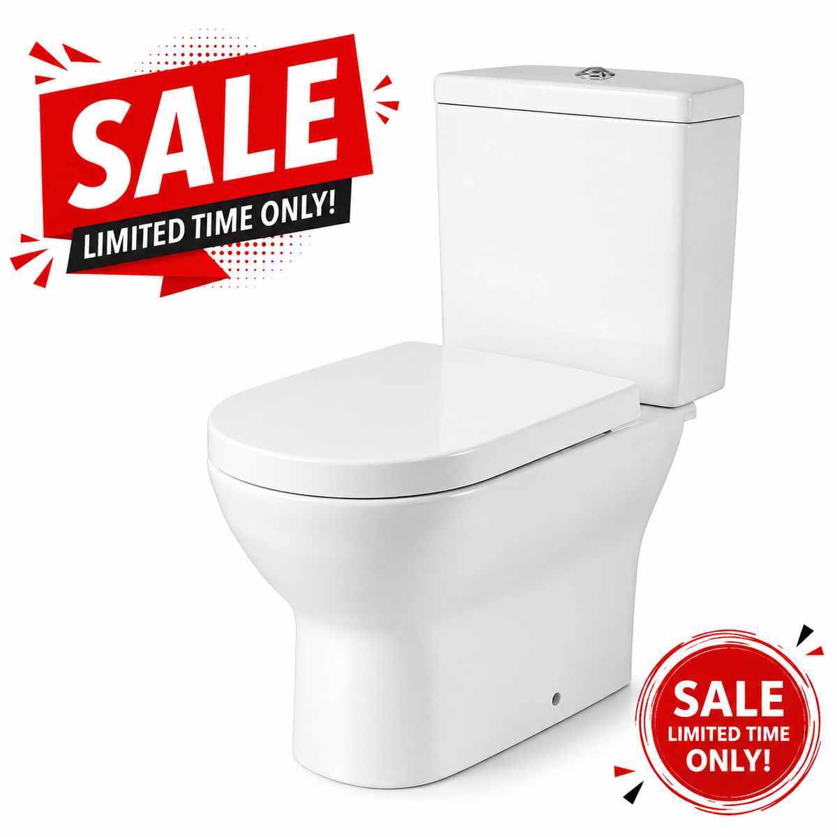 Glint Close Coupled White Toilet Open back pan