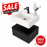Caroline wood black floating wall hung vanity inc basin 600mm ** STOCK CLEARANCE **