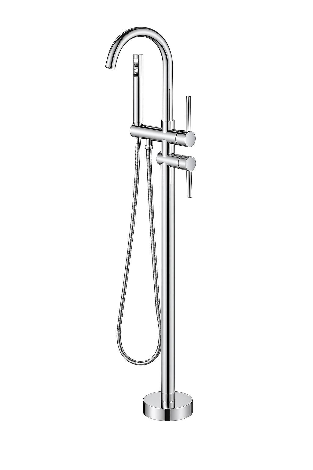 Tide polished chrome free standing bathtub mixer