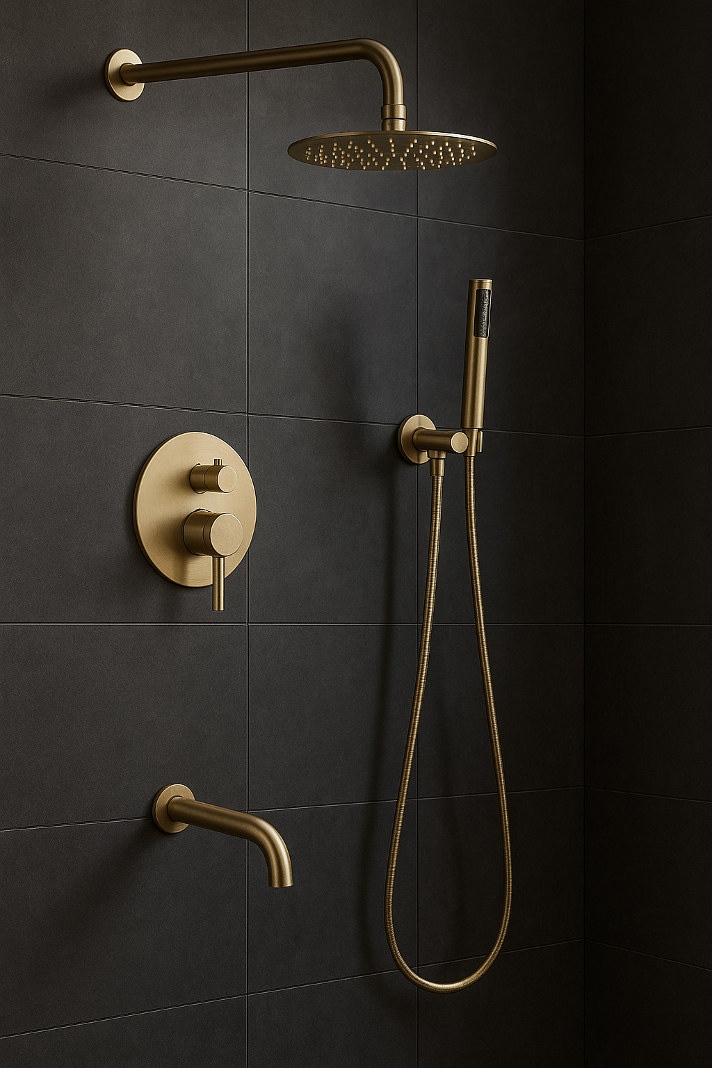 Chrysos brushed gold concealed shower mixer