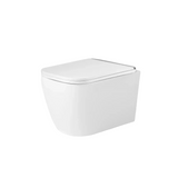 Savoy white wall hung rimless toilet chrome accent