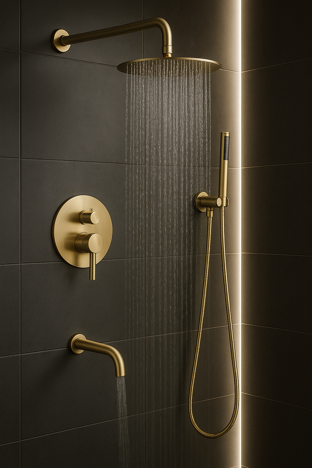 Chrysos brushed gold concealed shower mixer