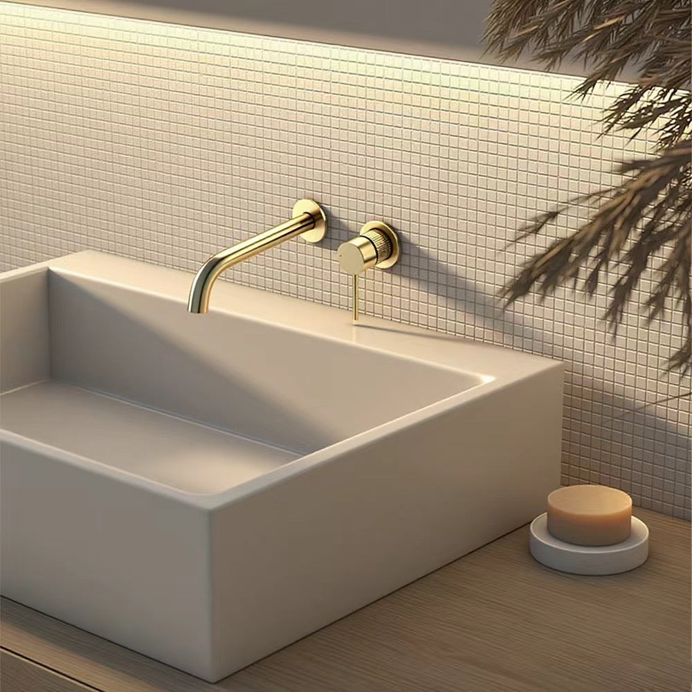 Tivra concealed basin/ bath mixer tap brushed brass gold