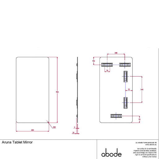 Abode Aruna 450x900mm Frameless Tablet Mirror