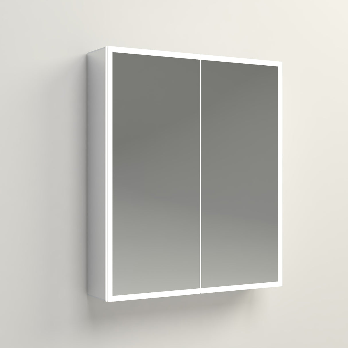 Yora vertical alaminum front lit mirror cabinet double door 600mm x 700mm