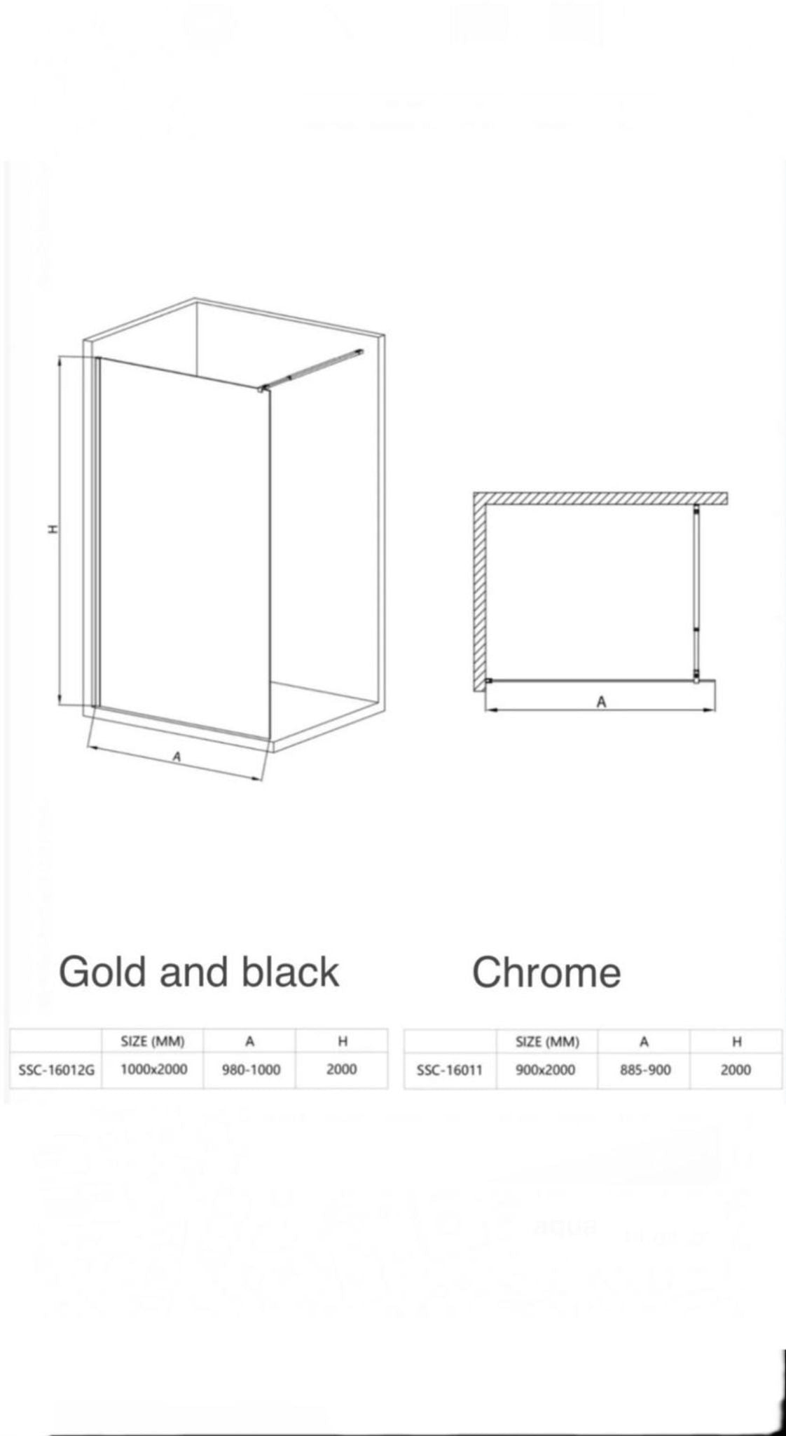 AQUA Shower Screen 8MM Toughened Glass - 3 Variants