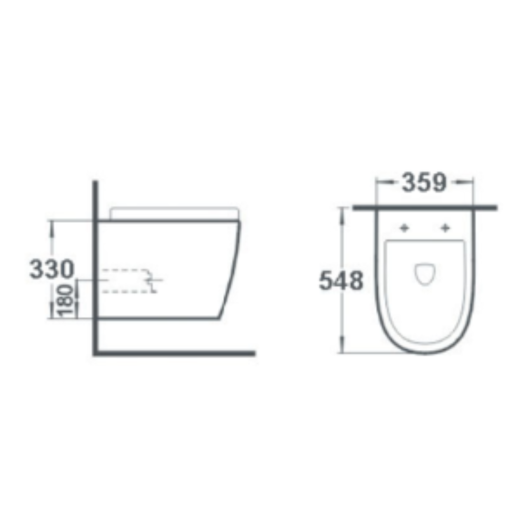 Grohe cistern frame and white wall hung rimless toilet
