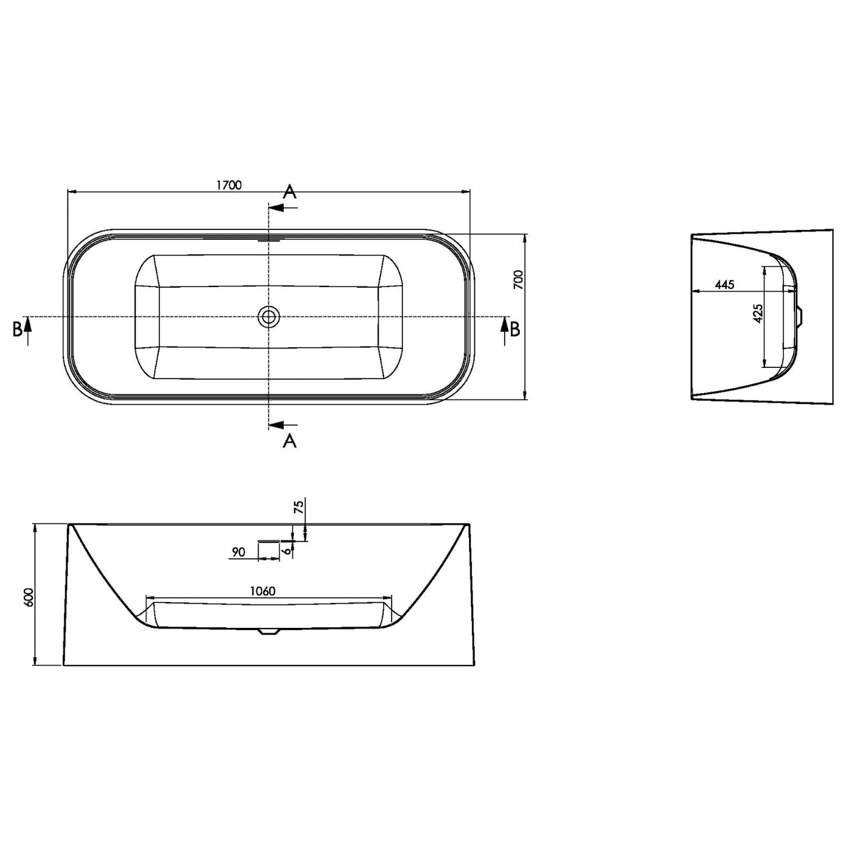 Choices Freestanding Bath 1700mm