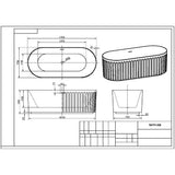 Lira Oval Fluted Bath 1700mm