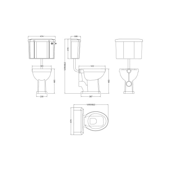 Bayswater Fitzroy Traditional Comfort Height Close Coupled Toilet With Seat