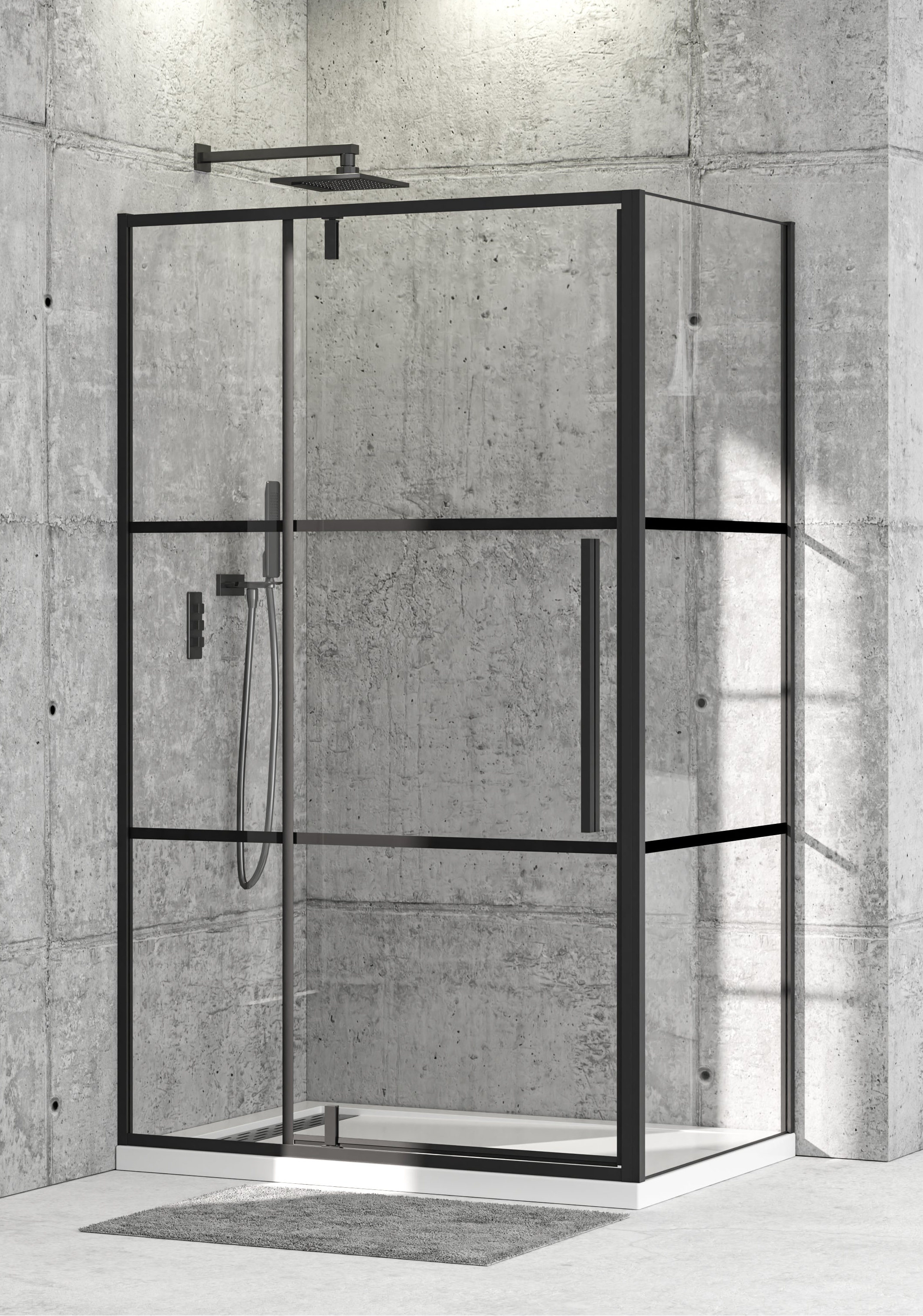 Saito Matte Black shower Enclosure 1000MM X 800MM - 800MM Door