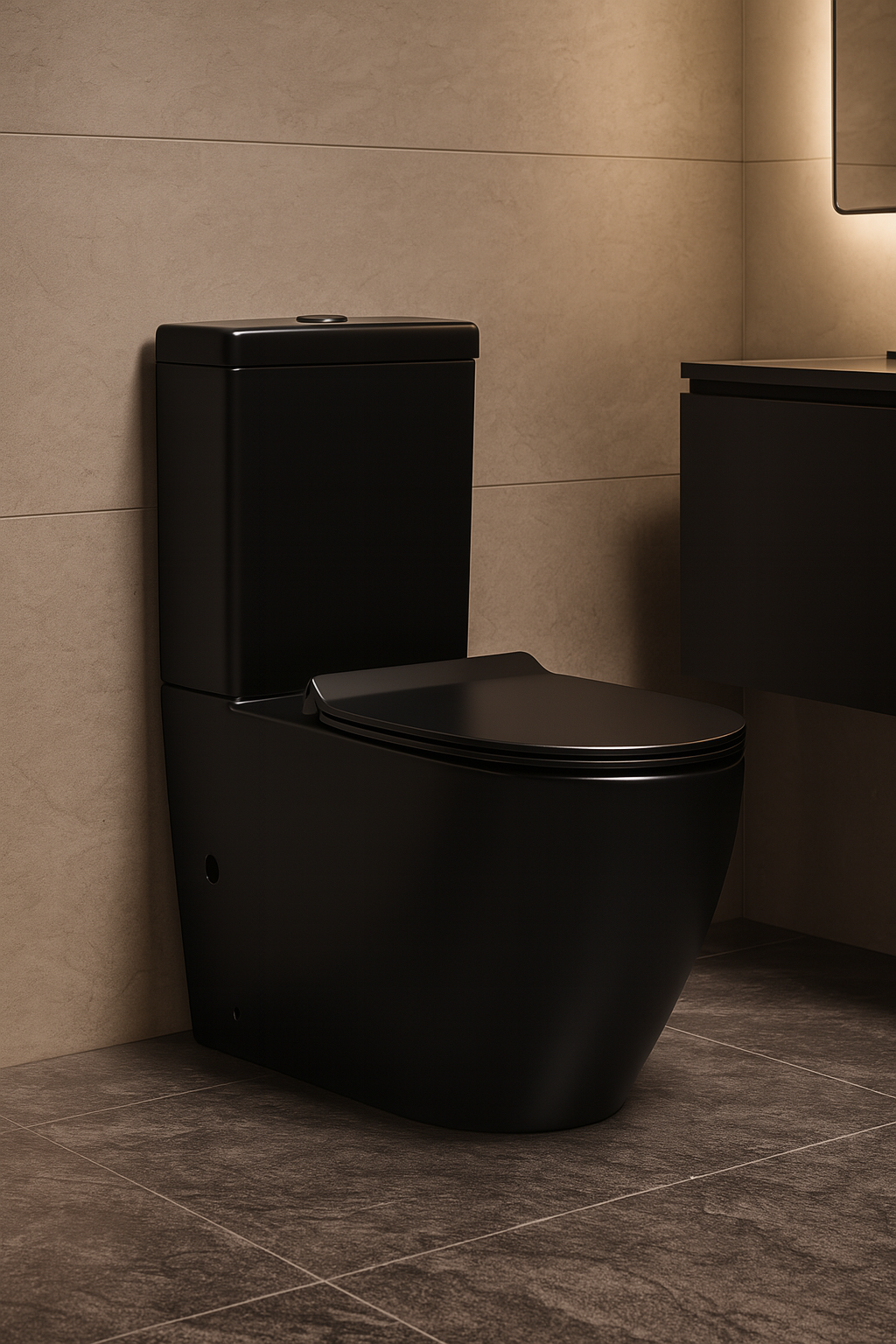 Marvel Rimless Close Coupled Toilet Black - Including Toilet Pan and Seat