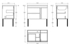 Luz wall hung cabinet vanity 800mm X 500mm