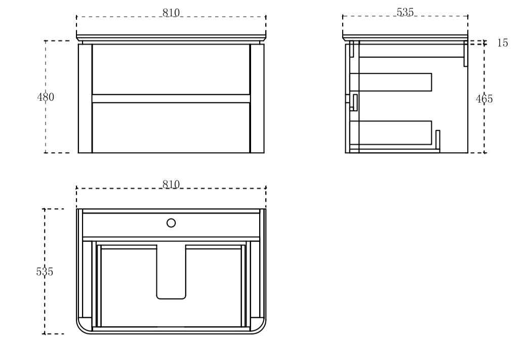 Noble wall hung vanity cabinet 800mm X 500mm