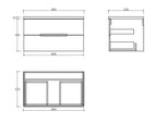 Daisy wall hung vanity cabinet 900mm X 500mm