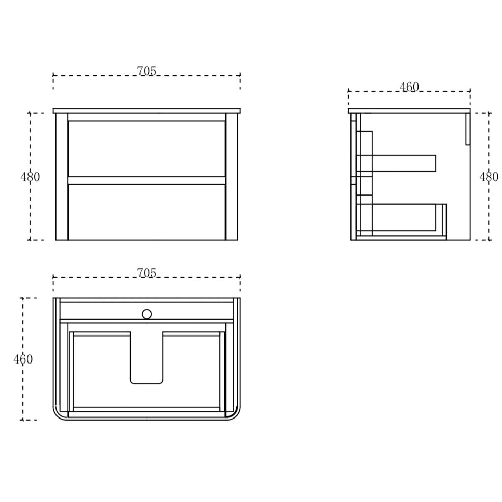 Leah Baby Blue wall hung vanity 700mm