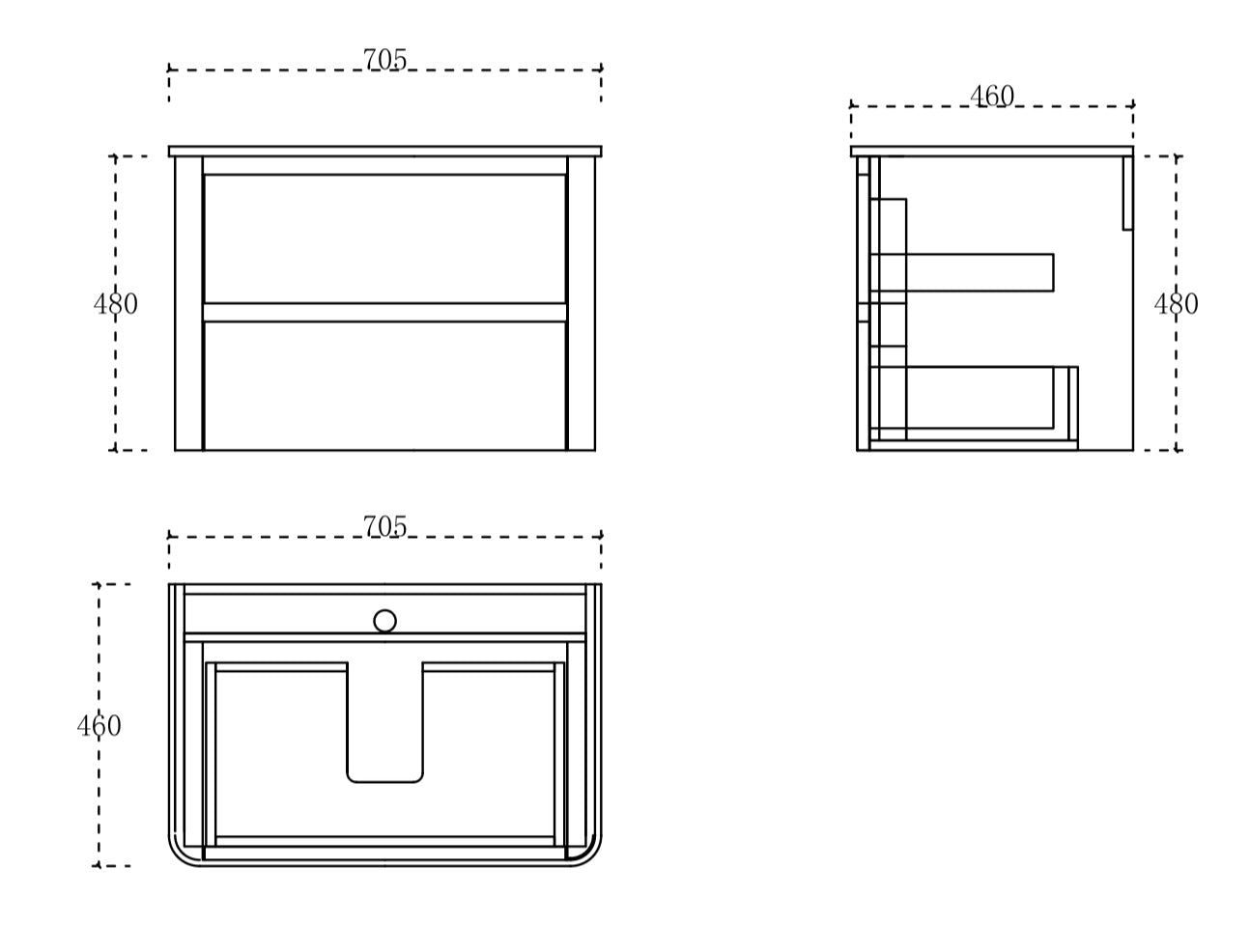 Leah wall hung vanity cabinet 700mm X 500mm