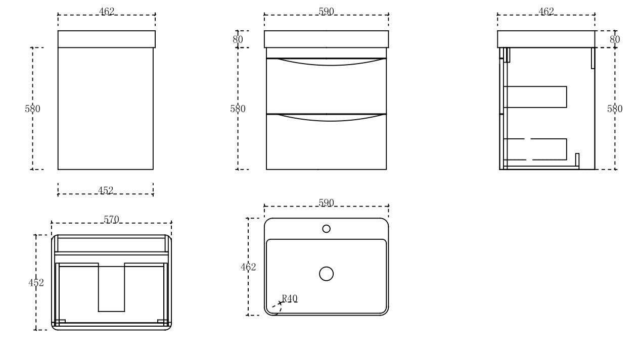 Vita wall hung vanity cabinet 600mm X 500mm