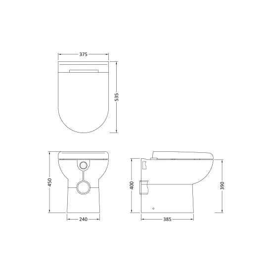 Hudson Reed Round Back to Wall Toilet Pan With Seat