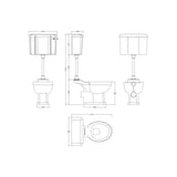 Old London Richmond Mid Level Toilet, Cistern & Flush Pipe