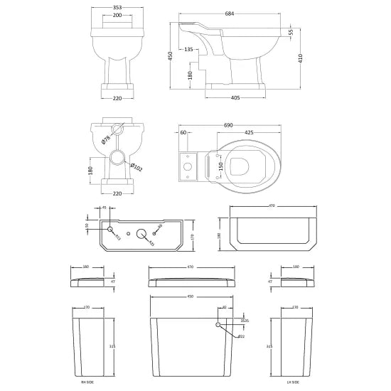 nuie Traditional 470mm Close Coupled Toilet With Soft Close Seat