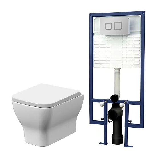 nuie Ava Square Wall Hung Pan With Soft Close Seat