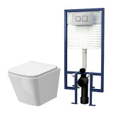nuie Modern Square Wall Hung Toilet With Soft Close Seat & Concealed Cistern
