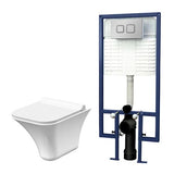 nuie Square Wall Hung Toilet With Soft Close Seat & Concealed Cistern