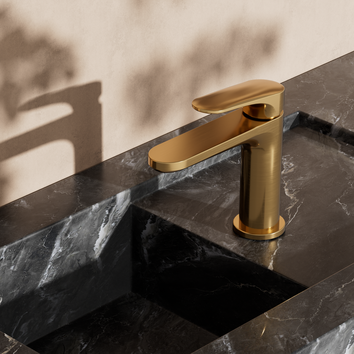 Ruvo basin mixer tap brushed brass gold